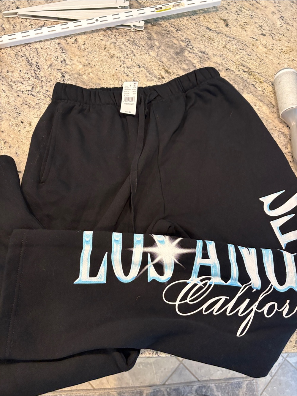 Mens Black 'Los Angeles California' Graphic Sweatpants